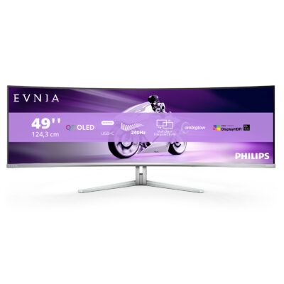 Philips Evnia 8000 49M2C8900/00 Monitor PC 124,2 cm (48.9") 5120 x 1440 Pixel Dual QHD QD-OLED Bianco - immagine 3