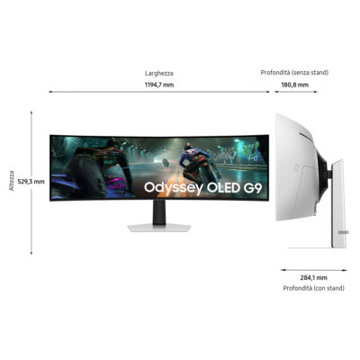 Samsung S49DG910SU Monitor PC 124,5 cm (49") 5120 x 1440 Pixel Dual QHD OLED Argento - immagine 2